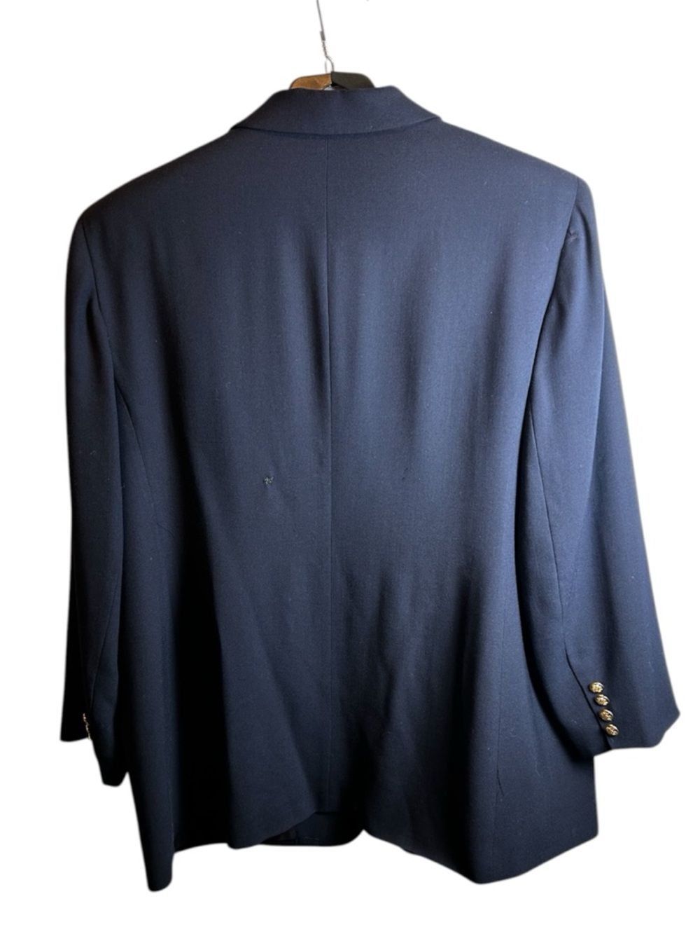 Lauren Ralph Lauren Navy Wool Blazer 18W Crest Velvet Equestrian Preppy Jacket - Picture 4 of 6